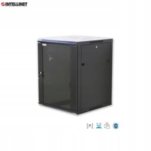 Intellinet Szafa wisząca zmontowana 6U 600x450 Rack 19\" szklane drzwi czarna 918381 - Szafy rack - miniaturka - grafika 2