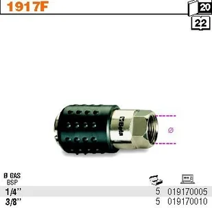 BETA GNIAZDO SZYBKOZŁĄCZA UNIWERS.KULKOWE 1/4 1917M/1/4 (1917F/1/4) - Akcesoria pneumatyczne - miniaturka - grafika 2
