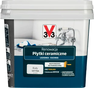 V33 Farba renowacyjna Płytki Ceramiczne 0 75 l biały - Farby do metalu - miniaturka - grafika 3