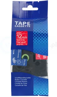 Brother strefadrukarek.pl Taśma TZe-MPVB35 12mm x 4m ozdobna różowe serca biały nadruk - zamiennik| OSZCZĘDZAJ DO 80% - ZADZWOŃ! 730811399 PROMOCJA! TZE-MPVB35 - Taśmy do drukarek barwiące - miniaturka - grafika 2