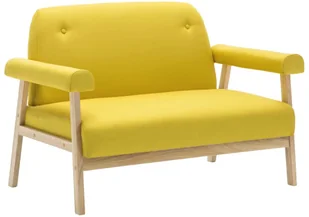 vidaXL Sofa 2-osobowa tapicerowana tkaniną, żółta - Sofy i kanapy - miniaturka - grafika 2