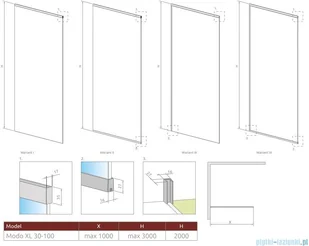 Radaway Modo XL Black kabina Walk-in 30-100×250-300 389405-54-01 - Kabiny prysznicowe - miniaturka - grafika 2