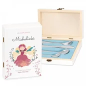 Sztućce dla dzieci - Murrano Zestaw Sztućców Dla Dzieci W Drewnianym Etui Nadruk Różyczka SZT-ANIMALS_DRW-UV-003 - miniaturka - grafika 1