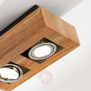 Lampenwelt com 2-punktowy spot LED Vince, kolor drewna - Lampy sufitowe - miniaturka - grafika 5