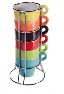 Out of the Blue Out of the blue 78/8086 komplet ceramicznych filiżanek do espresso, wymiary ok. 5 x 5 cm, 6 kolorów, w zestawie z chromowanym stojakiem 78/8086 - Kubki - miniaturka - grafika 2