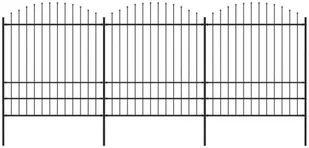vidaxl Panele ogrodzeniowe z grotami, stal, (1,75-2) x 5,1 m, czarne - Ogrodzenia - miniaturka - grafika 2