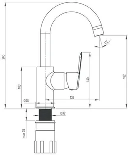 Deante Bateria umywalkowa stojąca z obrotową wylewką U titanium - szara Arnika BQA_D24M - Baterie umywalkowe - miniaturka - grafika 5