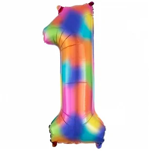 GoDan Balon foliowy cyfra 1, 34", tęczowy HS-C34T1 - Balony i akcesoria - miniaturka - grafika 2