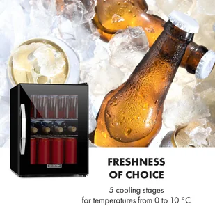 Klarstein Beersafe M Onyx, lodówka, A+, LED, 2 ruszt metalowe, szklane drzwi, onyks HEA-Beersafe-M-OX - Szafy i witryny chłodnicze - miniaturka - grafika 5