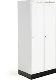 Meble do szkół i przedszkoli - AJ Produkty Szafka do szatni ROZ, 2 moduły, 2 drzwi, 1740x800x550 mm, biały, z podstawą - miniaturka - grafika 1
