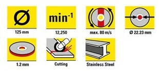 TROTEC Tarcza tnąca metal INOX AD 125 MI w korzystnym 12-paku - Tarcze do pił - miniaturka - grafika 3