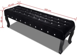 vidaXL vidaXL Czarna, aksamitna ławka z kryształowymi guzikami - Ławki do przedpokoju - miniaturka - grafika 5