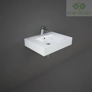 RAK Ceramics Ceramics DES UMYWALKA PODWIESZANA & NABLATOWA 61 X 46 CM Z OTWOREM NA BAT. BIAŁY POŁYSK DESWB06101AWHA - Umywalki - miniaturka - grafika 2