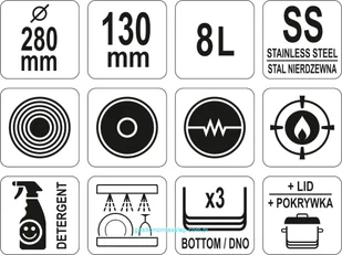 Yato Yato Rondel z pokrywką 280 mm 8 l YG-00063 - Akcesoria gastronomiczne - miniaturka - grafika 8