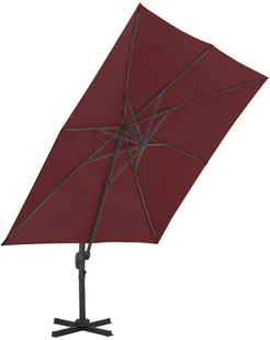 vidaXL Parasol wiszący na aluminiowym słupku, bordowy, 400x300 cm 312315 - Parasole ogrodowe - miniaturka - grafika 4