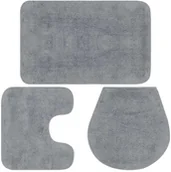 Dywaniki łazienkowe - vidaXL 3-częściowy zestaw mat łazienkowych, tkanina, szary - miniaturka - grafika 1