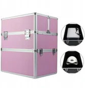 Kosmetyczki, organizery i kuferki - Kuferek Kosmetyczny Dwuczęściowy Różowy Premium - miniaturka - grafika 1