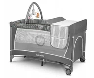 Łóżeczka i kojce - Lionelo ŁÓŻECZKO TURYSTYCZNE DWUPOZIOMOWE SKŁADANE KOJEC FLOWER GREY SCANDI SZARE 658777 - miniaturka - grafika 1