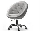 Krzesła i taborety kosmetyczne - Vanity Krzesło Kosmetyczne Mediolan Szary Popiel LOUNGE4SZARYPOPIEL - miniaturka - grafika 1