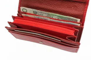 PolskaGalanteria.pl Portfel Damski PolskaGalanteria Długi Suwak Płaski Skóra Naturalna Czerwony z Wstawką Mozajka D14 - Portfele - miniaturka - grafika 8