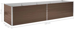 vidaXL Donica ogrodowa, brązowa, 320 x 80 x 77 cm, galwanizowana stal - Donice - miniaturka - grafika 6