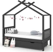 Łóżeczka i kojce - VidaXL Lumarko Łóżko dziecięce z szufladą, ciemnoszare, lita sosna, 80x160 cm 322152 VidaXL - miniaturka - grafika 1