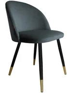 Krzesła - Atos Krzesło CLAUDINE 1 BL VELVET GOLD ciemno szare w stylu glamour COLINGOLD-BL14 - miniaturka - grafika 1