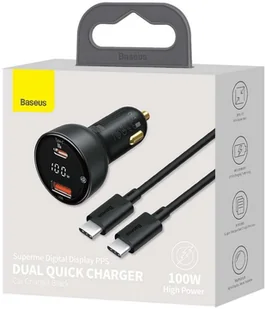 Baseus Ładowarka samochodowa Baseus Superme USB USB-C 100W + kabel USB-C(czarna) TZCCZX-01 - Ładowarki samochodowe - miniaturka - grafika 9
