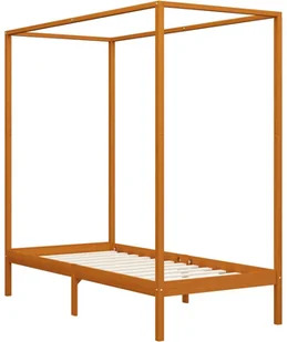 vidaXL Rama łóżka z baldachimem, miodowy brąz, lita sosna, 90x200 cm - Łóżka - miniaturka - grafika 2
