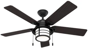 HUNTER Hunter Santorini wentylator z lampą, drewno/czarny - Wentylatory sufitowe - miniaturka - grafika 2