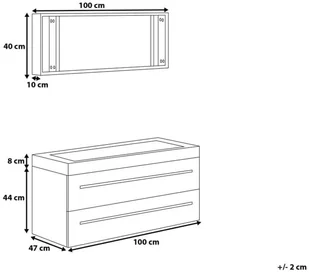 Beliani Meble łazienkowe beżowe - szuflady - umywalka - lustro - BARCELONA - Inne meble do łazienki - miniaturka - grafika 4