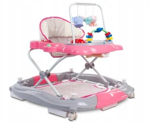 Sun Baby Chodzik kołyska kotek z pałąkami - różowo szary B01.021.1.10 - Chodziki - miniaturka - grafika 2