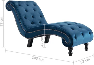 vidaXL Szezlong, niebieski, tapicerowany aksamitem - Szezlongi - miniaturka - grafika 8