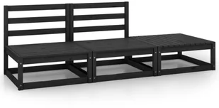 vidaXL 3-cz. zestaw wypoczynkowy do ogrodu, czarny, drewno sosnowe - Meble ogrodowe - miniaturka - grafika 2