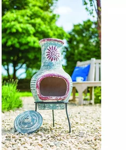 OutTrade RedFire Kominek Colima, glina, morski błękit/ czerwień, 86031 86031 - Kominki wolnostojące - miniaturka - grafika 2