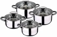 Pokrywki - San Ignacio zestaw garnków do gotowania, 8 części, stal nierdzewna, ze szklanymi pokrywkami, nadaje się do płyt indukcyjnych, kolekcja Altea, średnica: 16 cm / 18 cm / 20 cm i 24 cm - miniaturka - grafika 1