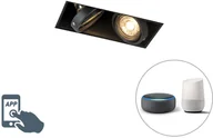 Oprawy, klosze i abażury - QAZQA Oprawa do wbudowania czarna bez ramki 2-źródła światła GU10 WiFi - Oneon - miniaturka - grafika 1