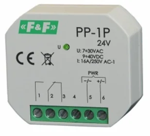 F&F Przekaźnik elektromagnetyczny 1P 16A 7-30V AC/9-40V DC PP-1P-24V PP-1P-24V - Bezpieczniki elektryczne - miniaturka - grafika 3
