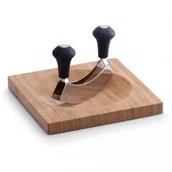 Noże kuchenne - Zeller Nóż do ziół z deską z drewna bambusowego Zeller 25295 - miniaturka - grafika 1