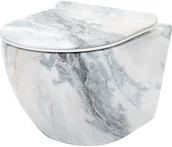 Miski WC - Rea Łazienka z wyobraźnią Misa WC Carlos Slim Granit Biała Bezrantowa Podwieszana C8002 - miniaturka - grafika 1