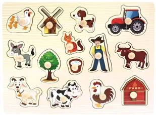 Bino Puzzle drewniane z uchwytami zwierzaki 88114 - Układanki dla dzieci - miniaturka - grafika 3