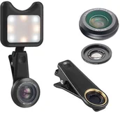 Etui i futerały do telefonów - Apexel APL-3663FL Obiektyw 0.36X Wide Angle 15X Makro +Lampka LED black 7624X1 - miniaturka - grafika 1