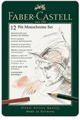 Pozostałe akcesoria dla plastyków - Faber-Castell 112975  Pitt Monochrome zestaw w metalowe etui, 12-częściowy, wielokolorowa, mały 112975 - miniaturka - grafika 1
