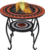 Paleniska ogrodowe - vidaXL Palenisko ogrodowe mozaikowe ze stolikiem 68 cm terakotowo-białe 46726 - miniaturka - grafika 1