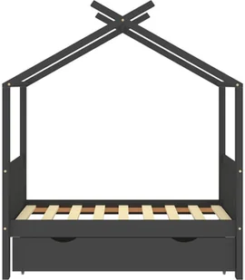 VidaXL Lumarko Łóżko dziecięce z szufladą, ciemnoszare, lita sosna, 70x140 cm 322151 VidaXL - Łóżeczka i kojce - miniaturka - grafika 3