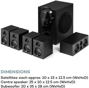 Auna Areal 525 DG, system surround 5.1, 125 W RMS - Głośniki i kolumny - miniaturka - grafika 8