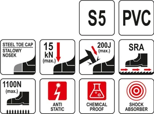 Yato KALOSZE Z METALOWYM PODNOSKIEM ROZM 43 YT-80885 - Kalosze damskie - miniaturka - grafika 5