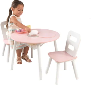 KidKraft Okrągły stolik i 2 krzesełka Różowy 26165 - Stoliki dla dzieci - miniaturka - grafika 3