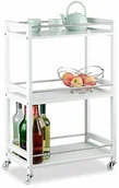 Wózki serwisowe - Relaxdays wózek do serwowania z 3 półkami, wózek serwisowy, wózek do herbaty, z bambusa i MDF, ze stali, wys. x szer. x gł.: 80,5 x 51 x 30 cm, biały - miniaturka - grafika 1