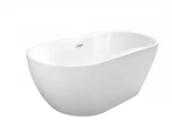 Wanny - Besco Wanna wolnostojąca Navia 150x80 cm + maskownice syfonu w kolorze czarnym - miniaturka - grafika 1